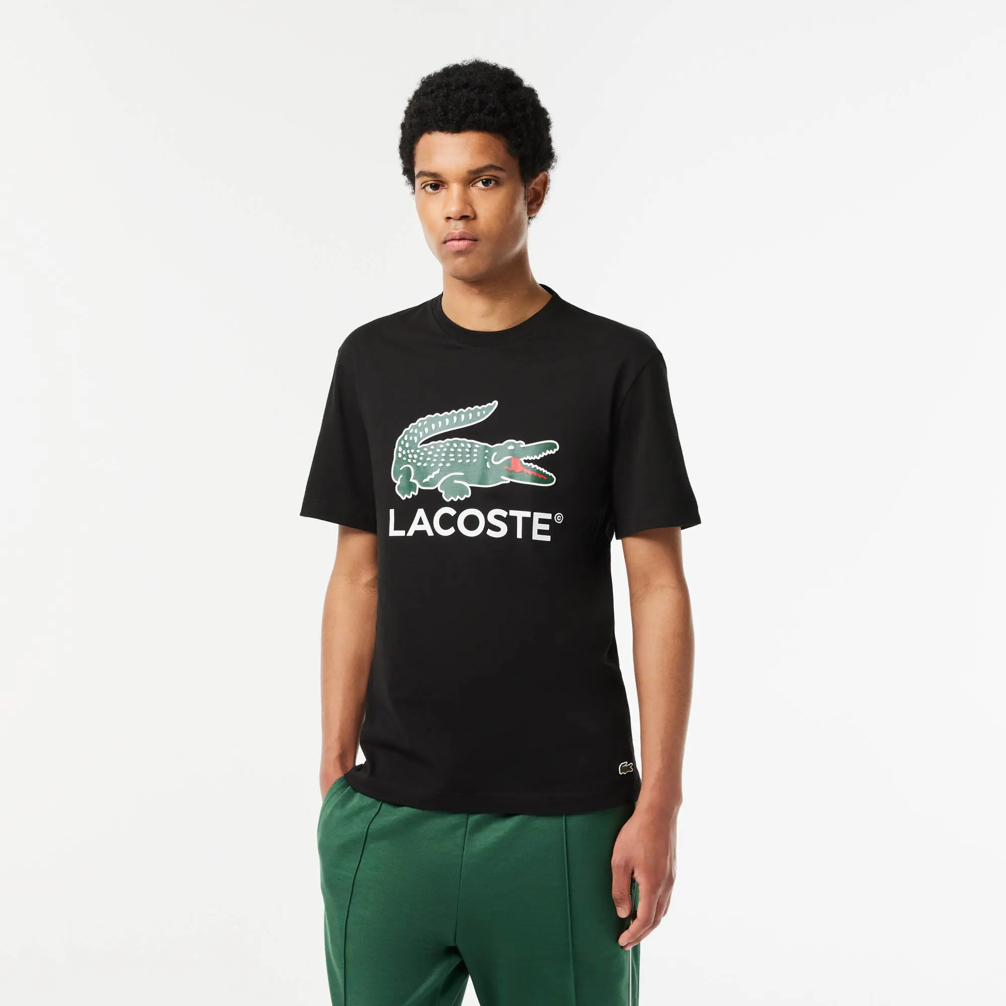 Lacoste Men's Cotton Jersey Signature Print T-Shirt. 1