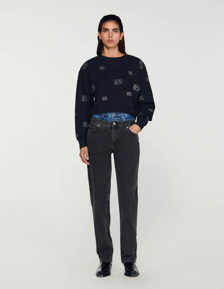 Sandro Cropped double S sweatshirt. 1