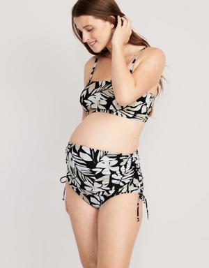 Maternity Ruched Side-Tie Swim Bottoms white