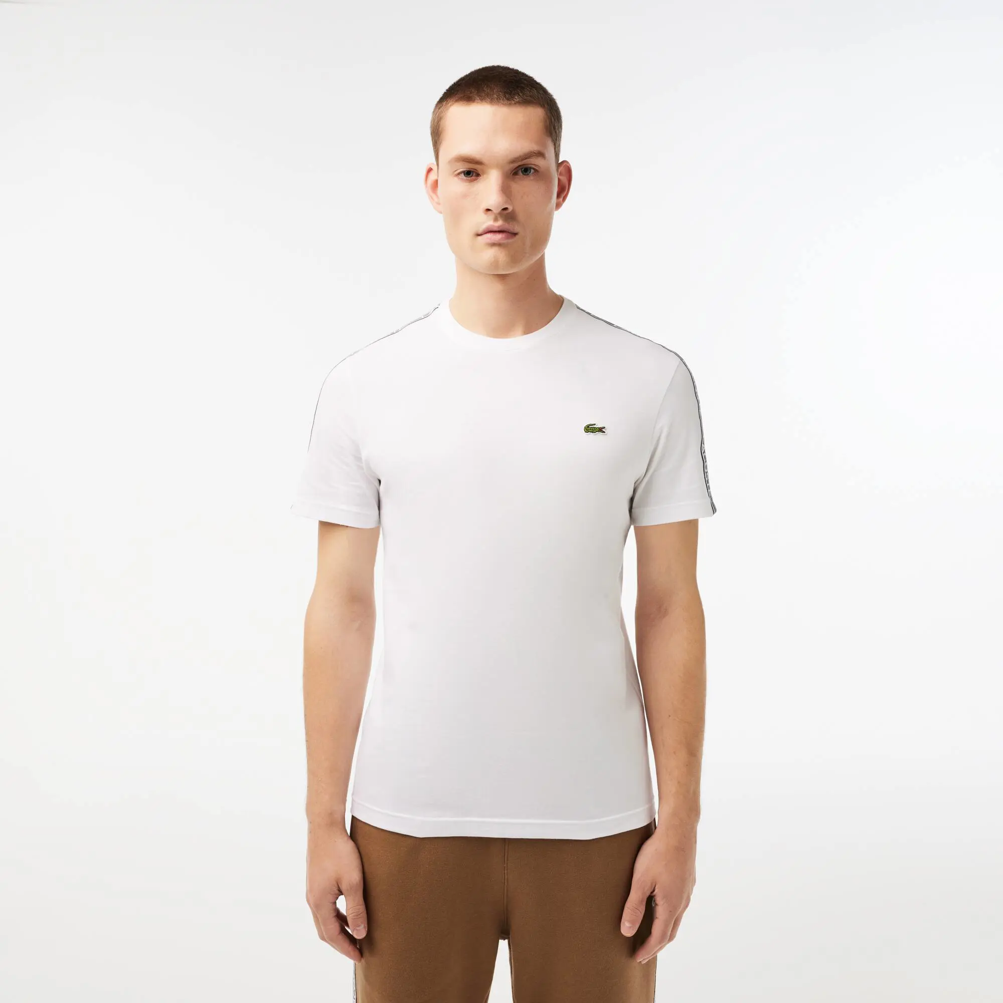 Lacoste Men’s Regular Fit Logo Stripe T-Shirt. 1