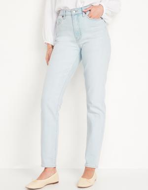 Extra High-Waisted Button-Fly Sky-Hi Straight Raw-Hem Jeans for