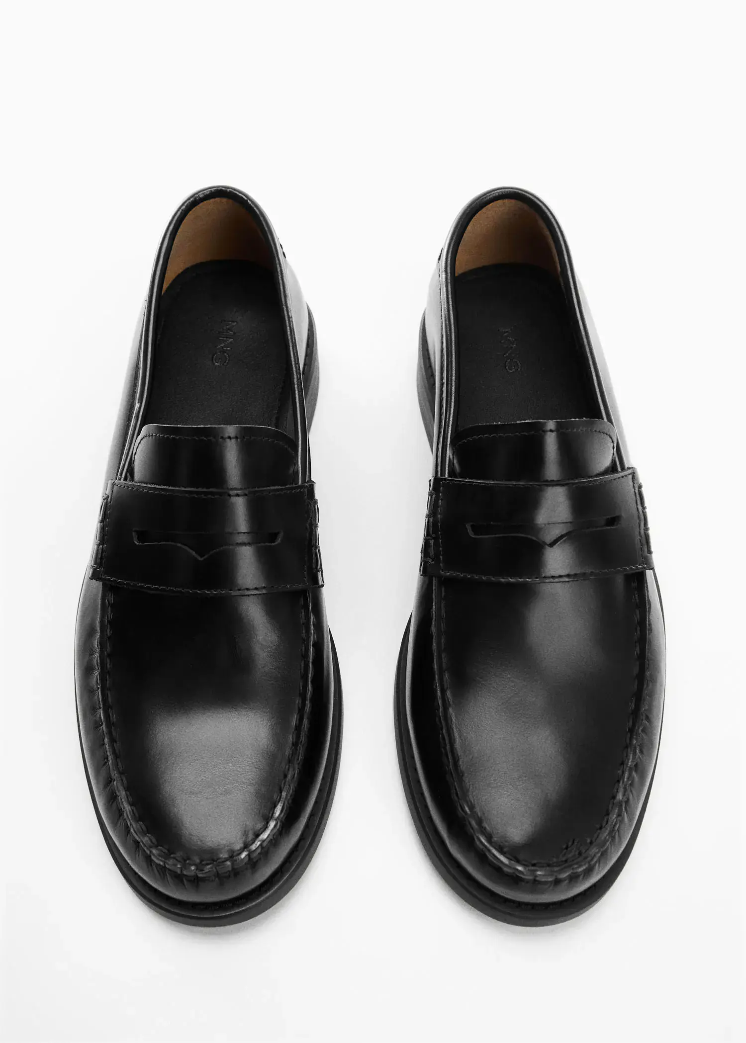 Mango Aged-leather loafers. 1