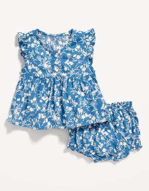 Old Navy Printed Poplin Flutter-Sleeve Top & Bloomer Shorts Set for Baby multi