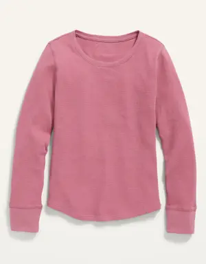 Long-Sleeve Thermal-Knit T-Shirt for Girls pink