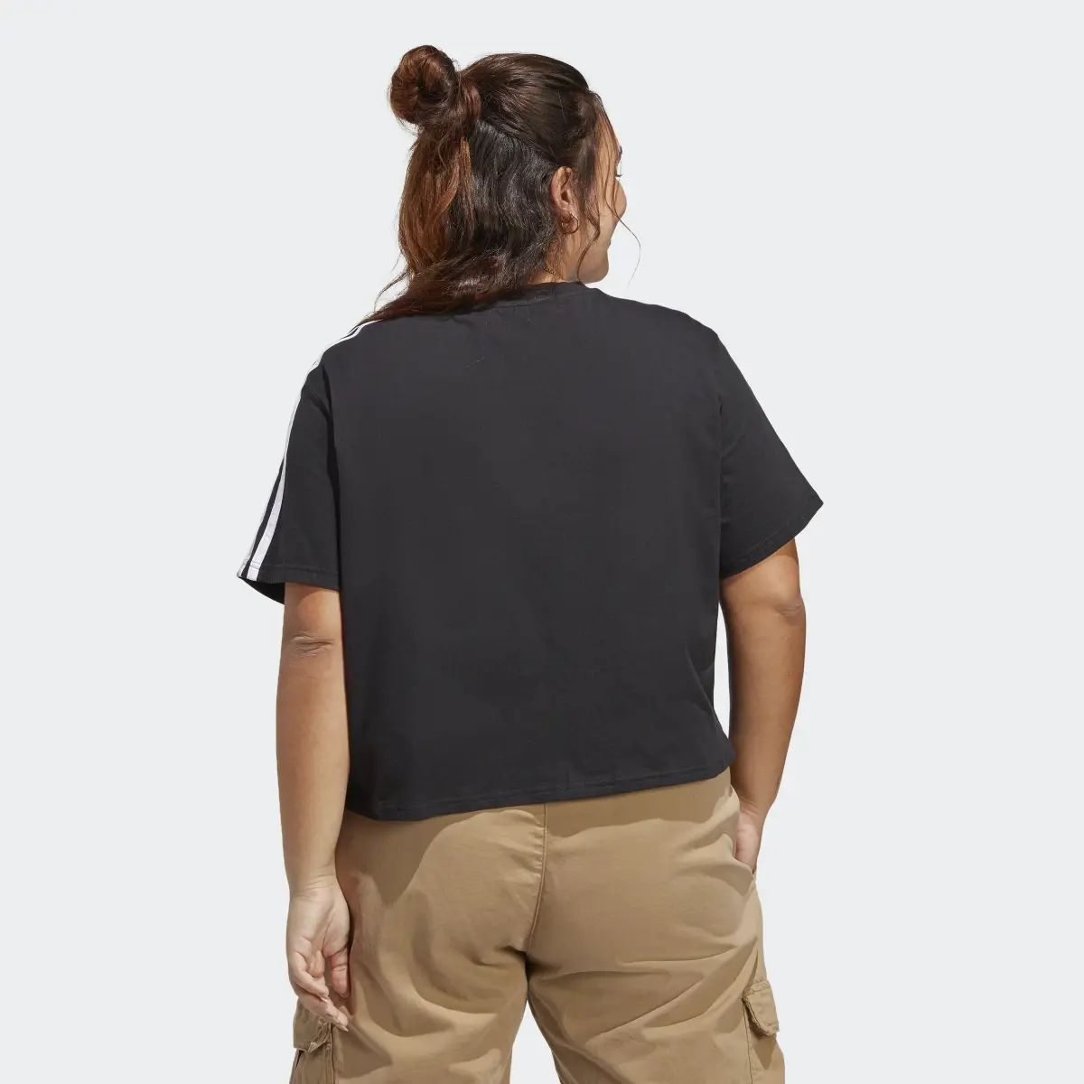 Adidas Essentials 3-Stripes Single Jersey Crop Top (Plus Size). 3