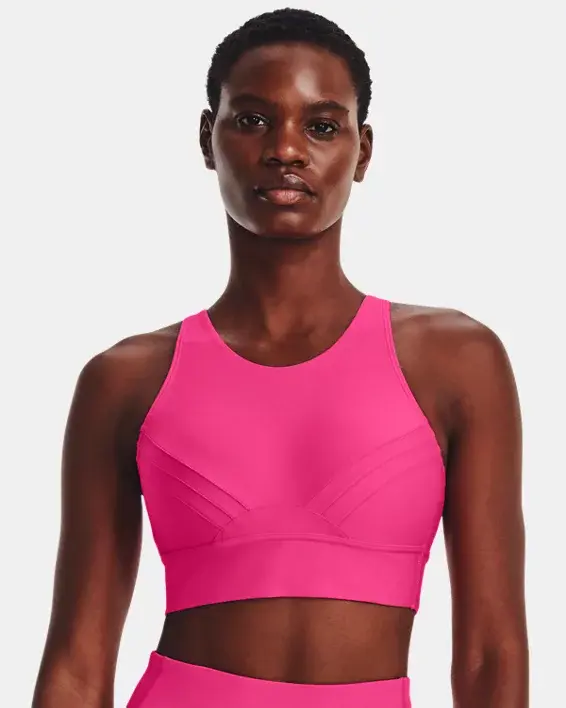 Under Armour Women's UA Infinity Mid Pintuck Sports Bra Pink in