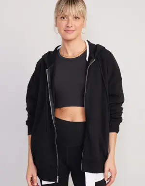 Oversized Full-Zip Hoodie for Women black