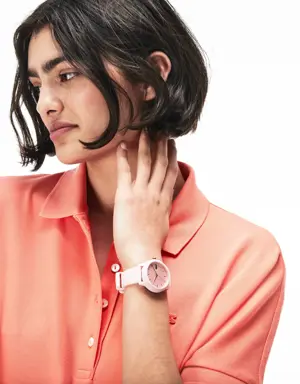 Women's L.12.12 Pink Silicone Petit Piqué Strap Watch