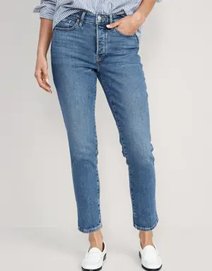 High-Waisted Button-Fly OG Straight Ankle Jeans for Women blue