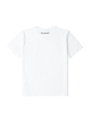 Beyaz Logo Baskılı Erkek Çocuk T-shirt