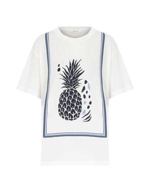 White Pineapple Print Women's T-shirt