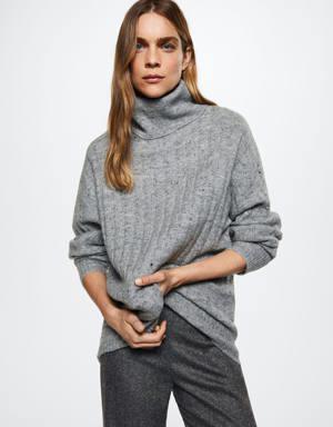 Pull-over chiné col roulé
