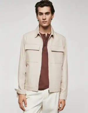 Pocket linen-blend jacket
