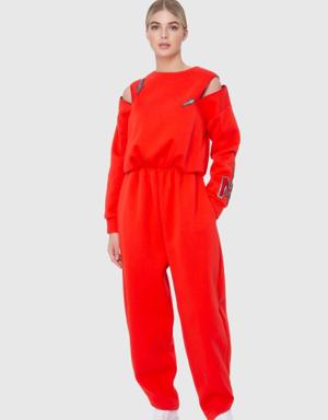 Polar Jumpsuit With Red Zipper Detailing