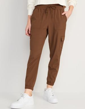 High-Waisted StretchTech Cargo Jogger Pants for Women brown