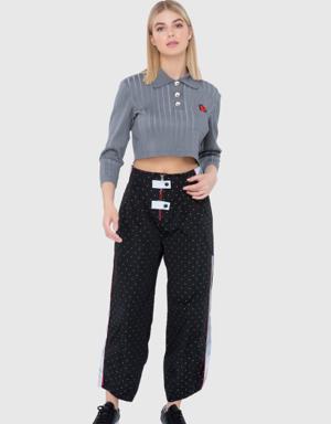 Shirt Collar Cami Knit Knitwear Crop Blouse
