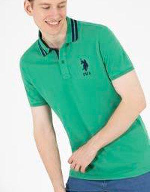 Erkek Yeşil Polo Yaka Basic T-Shirt