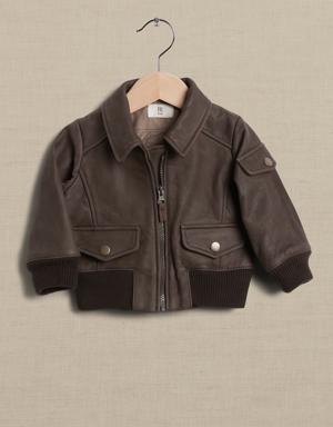 Heritage Leather Flight Jacket for Baby + Toddler brown