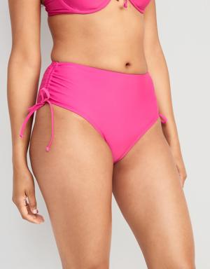 High-Waisted Tie-Cinched Bikini Swim Bottoms for Women red