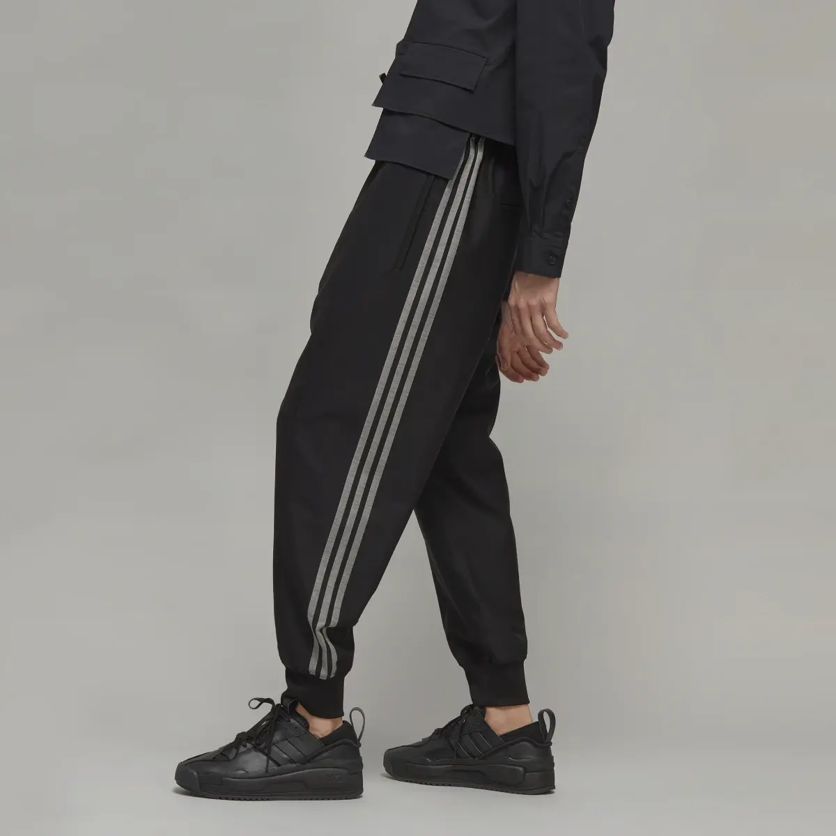 Adidas Y-3 3-Stripes Refined Wool Cuffed Pants. 2