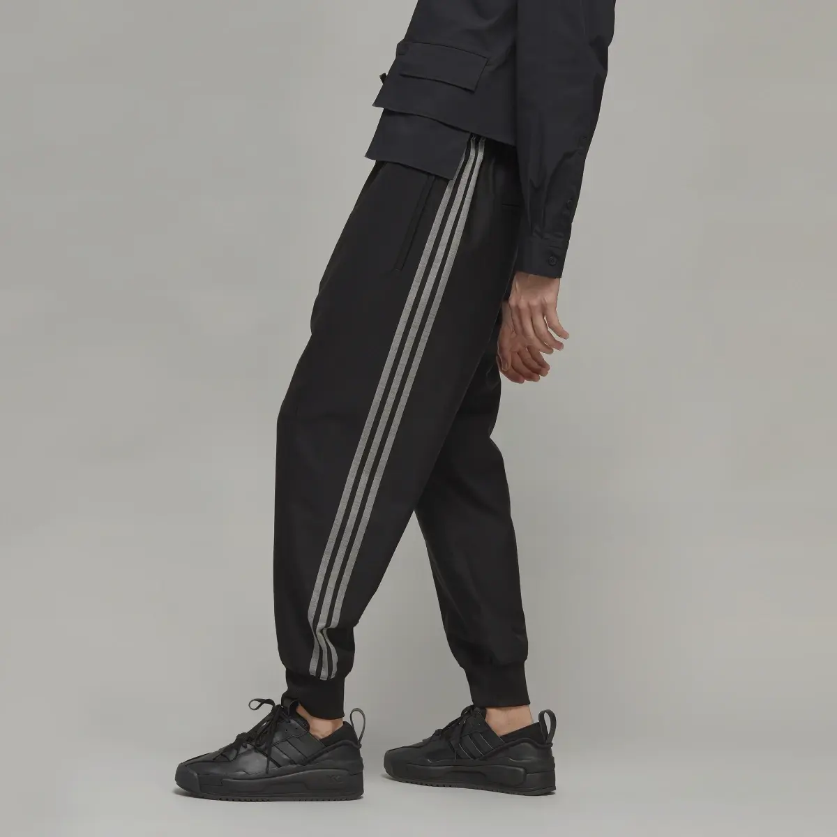 Adidas Y-3 3-Stripes Refined Wool Cuffed Joggers. 2