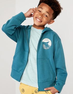 Graphic Zip-Front Hoodie for Boys blue