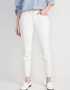 High-Waisted OG Straight White-Wash Cut-Off Ankle Jeans white