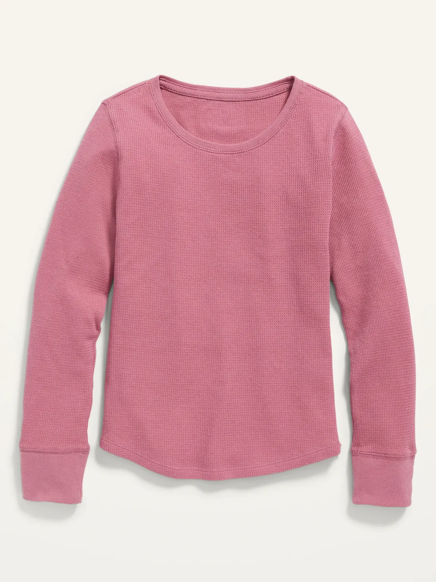 Old Navy Long-Sleeve Thermal-Knit T-Shirt for Girls pink. 1