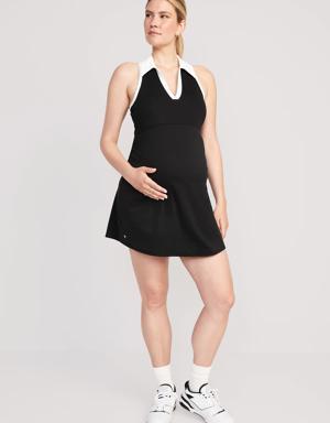 Maternity Sleeveless PowerSoft Polo Mini Dress black