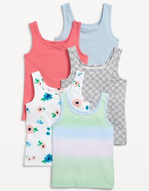 Square-Neck Tank Top 5-Pack for Girls blue