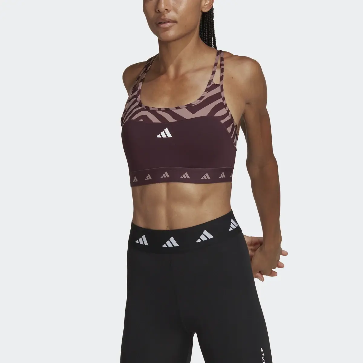 Adidas Hyperglam Techfit Medium-Support Zebra Bra. 1