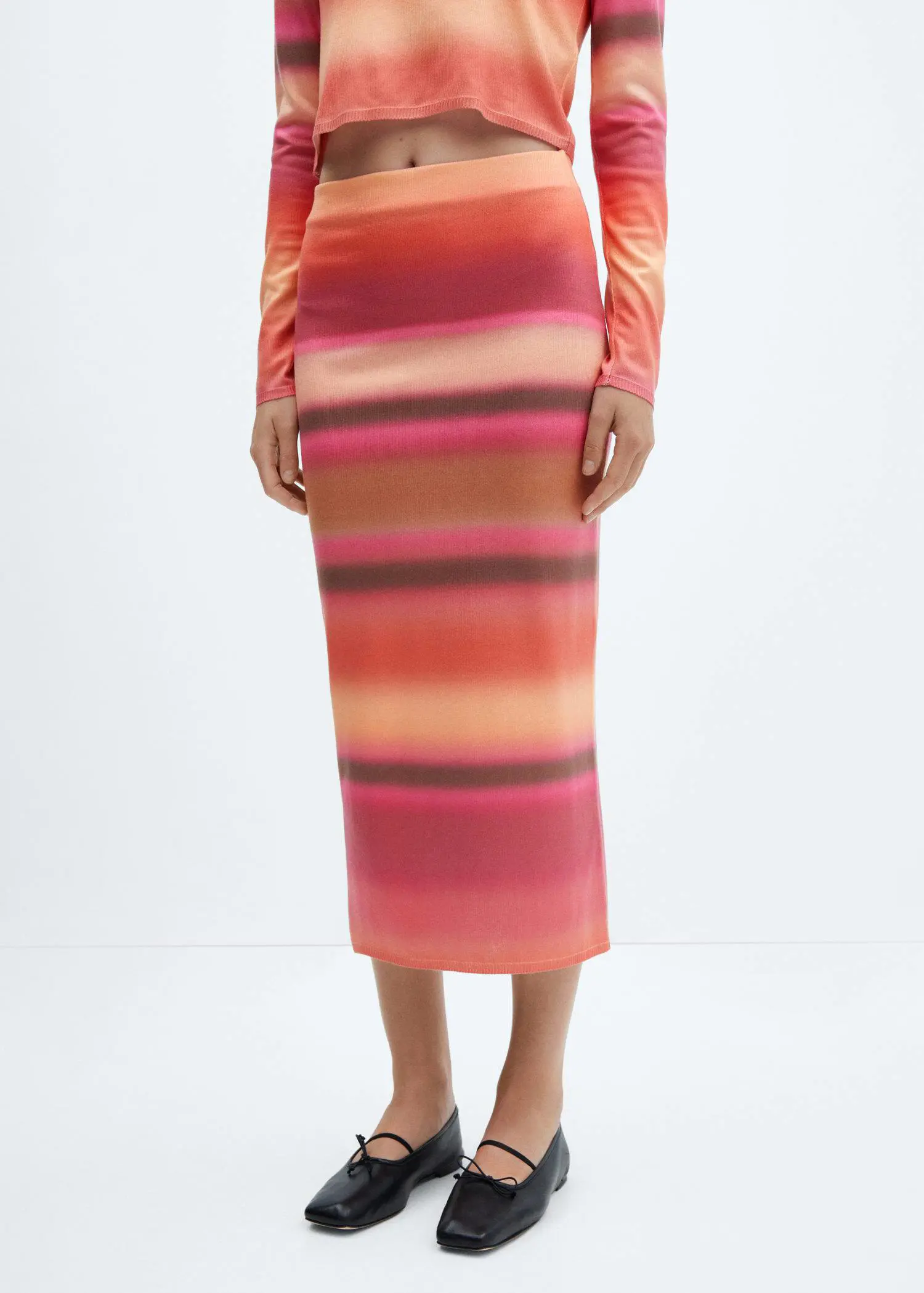 Mango Gradient-print knitted skirt. 2