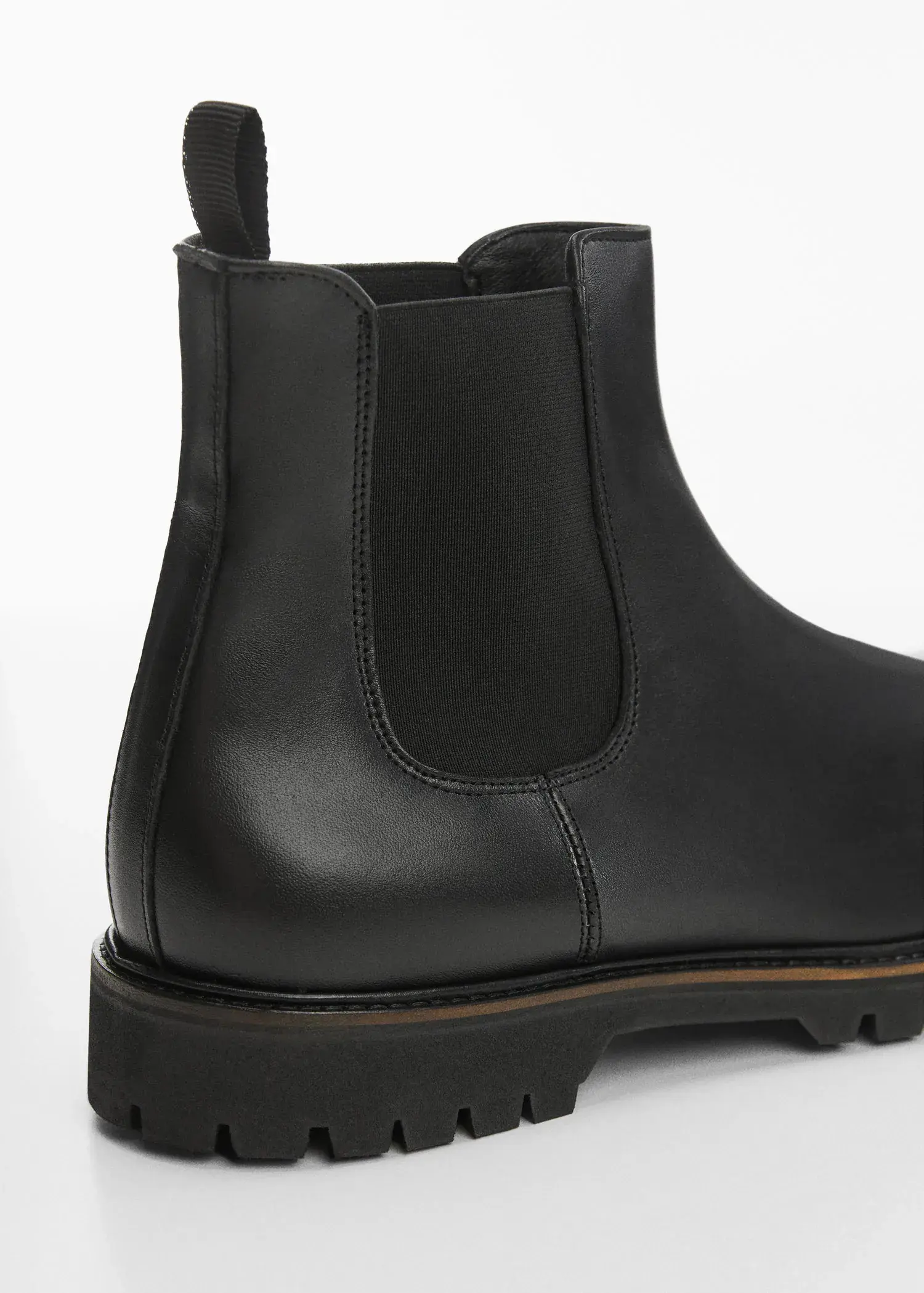 Mango Chelsea leather ankle boots with track sole. 3