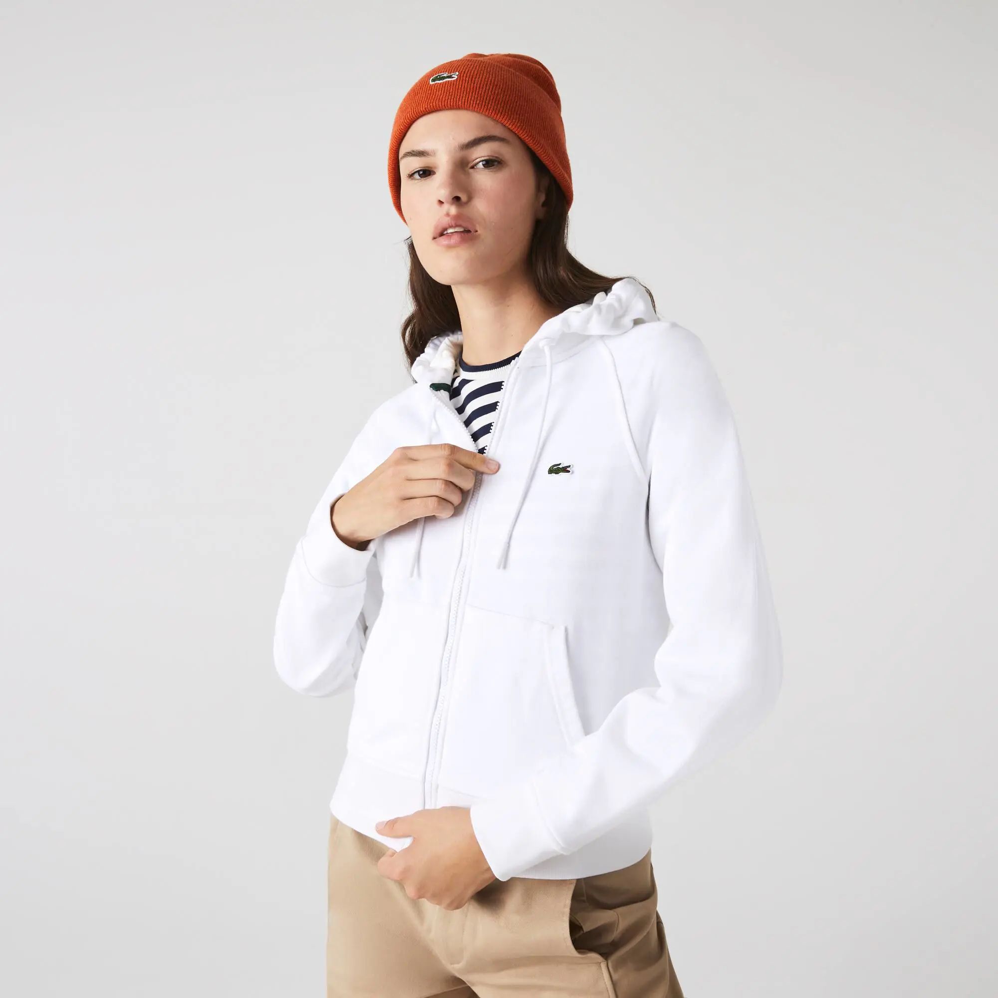 Lacoste Sweatshirt zippé à capuche Jogger femme Lacoste en molleton biologique. 1