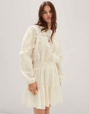 Frills embroidered dress