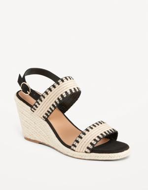 Open-Toe Braided Straw Espadrille Wedge Sandals for Women gray