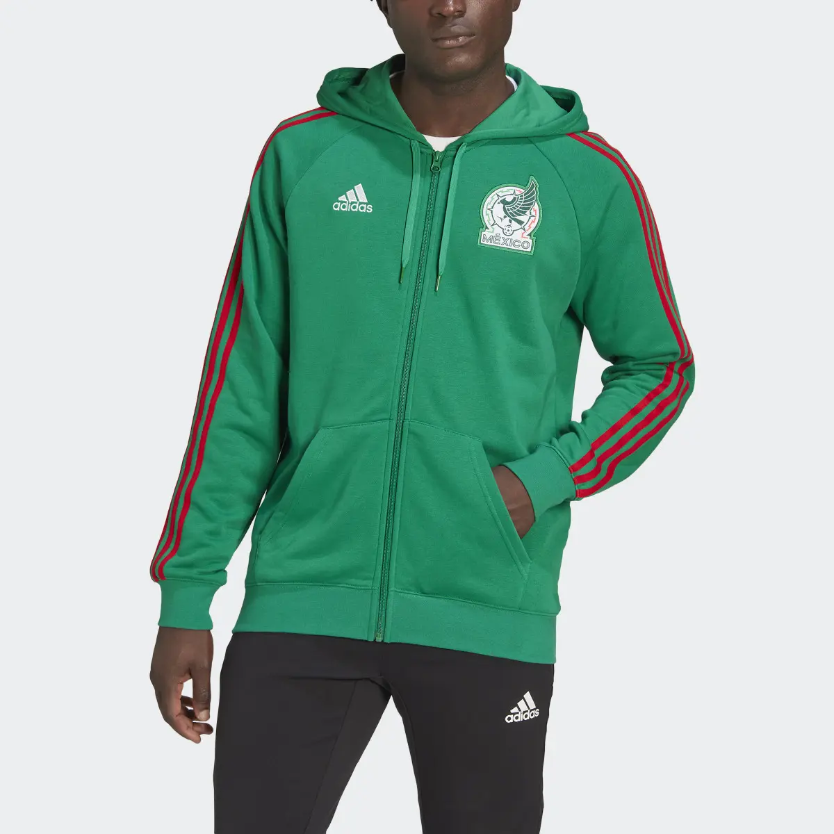 Adidas Sudadera con Gorro México Cierre Frontal. 1