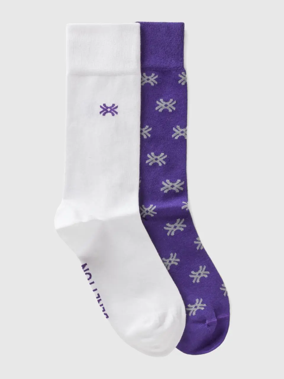 Benetton two pairs of white and purple socks. 1