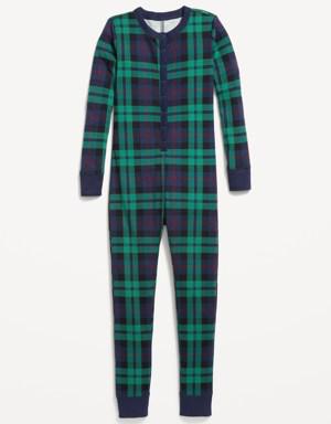 Gender-Neutral Matching Print Snug-Fit One-Piece Pajamas for Kids multi