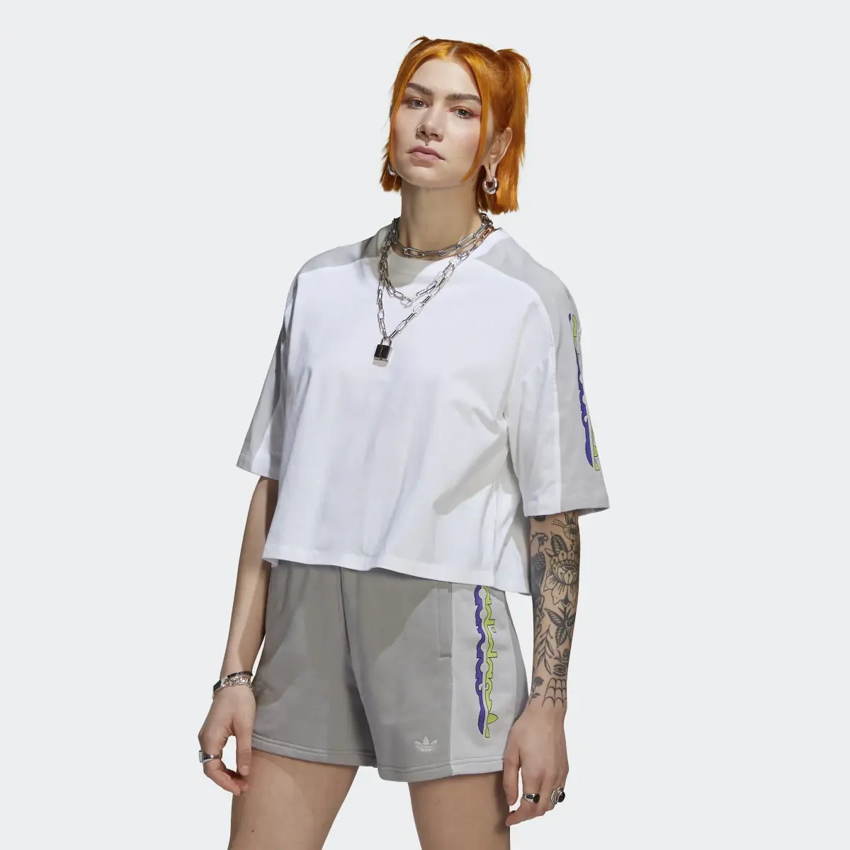 Adidas Blocked Graphic Crop T-Shirt. 2