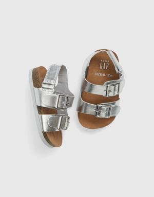 Baby Metallic Buckle Sandals gray