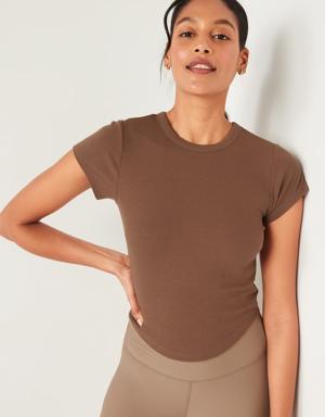 UltraLite Cropped Rib-Knit T-Shirt for Women brown