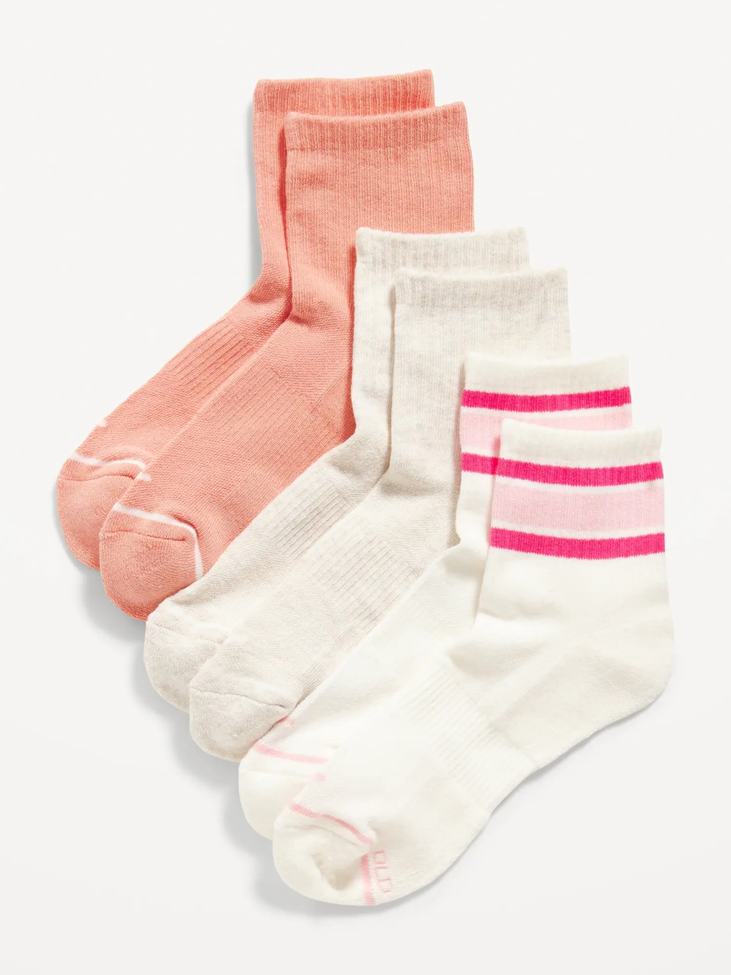 Old Navy Quarter Crew Novelty Socks 3-Pack For Women pink. 1