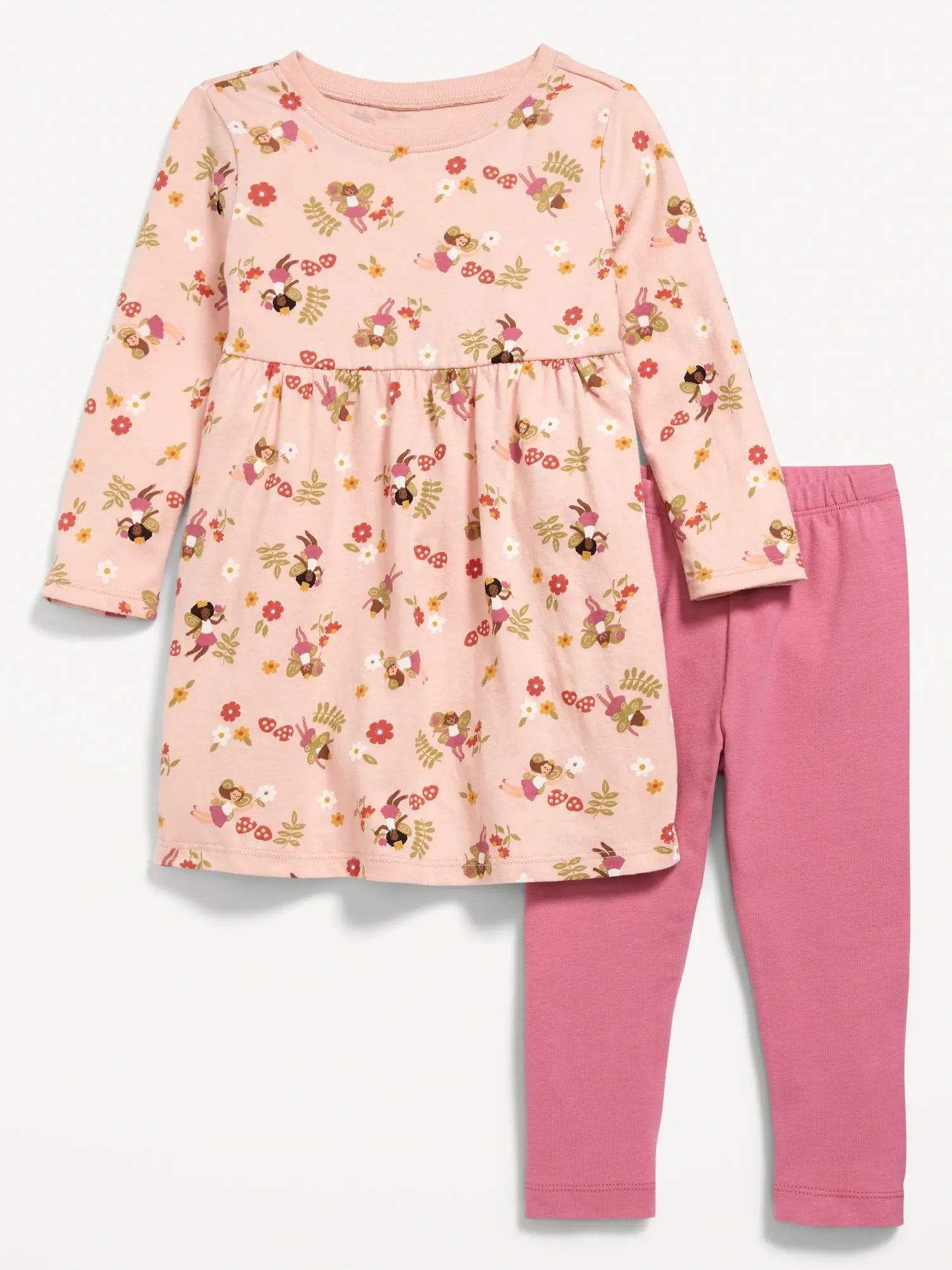 Old Navy Long-Sleeve Dress & Leggings 2-Pack for Toddler Girls pink. 1