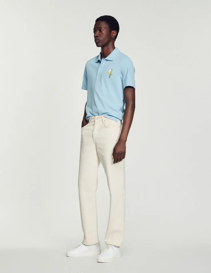 Sandro Cotton piqué polo shirt with embroidery. 1