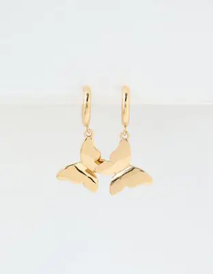 American Eagle O Gold Butterfly Earrings. 1