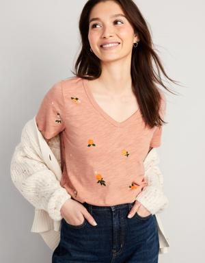 EveryWear Printed Slub-Knit T-Shirt for Women orange