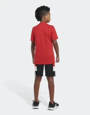 Elastic Waistband Sportswear Color Block Shorts