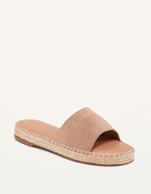 Faux-Suede Espadrille Slide Sandals fro Women brown