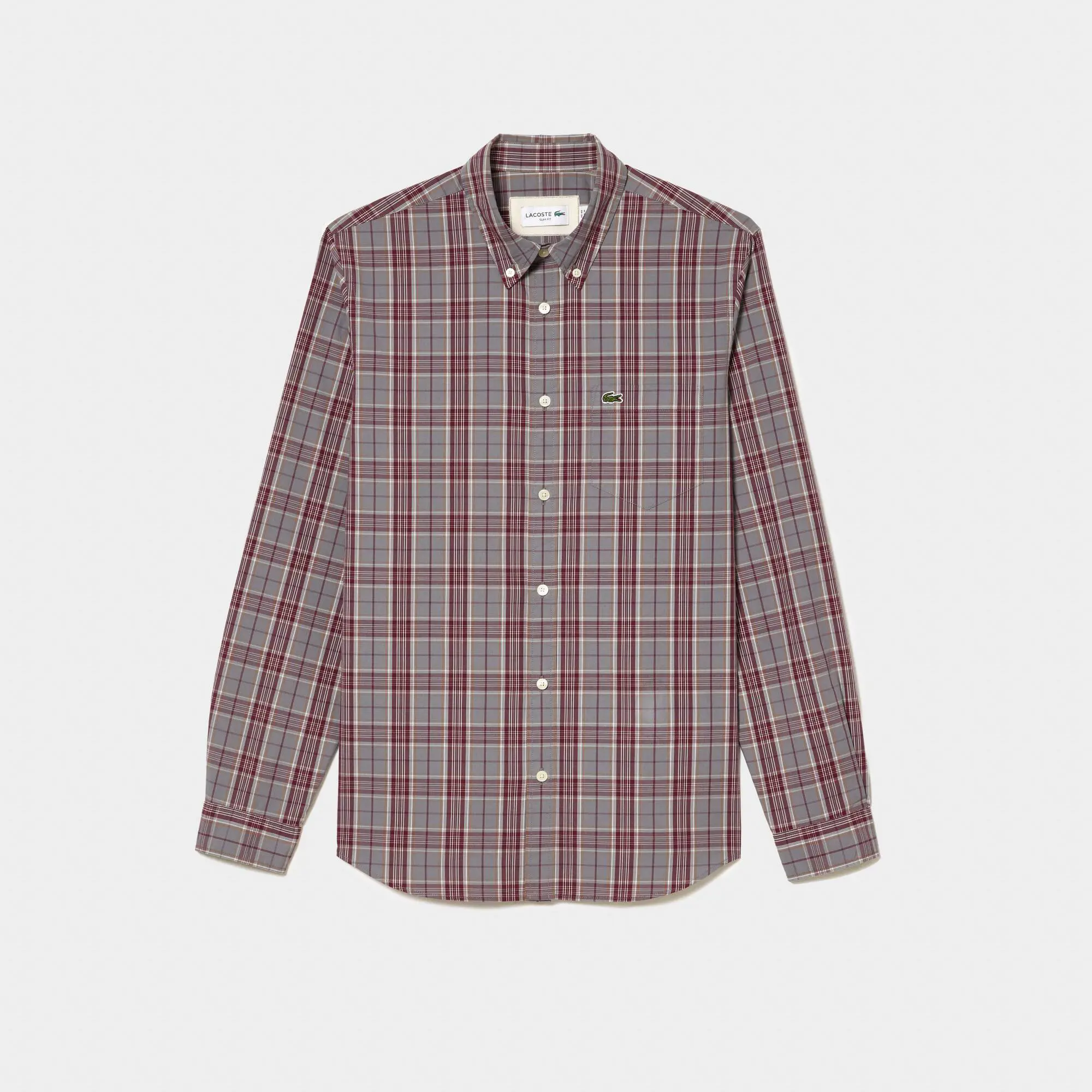 Lacoste Check Print Stretch Shirt. 1